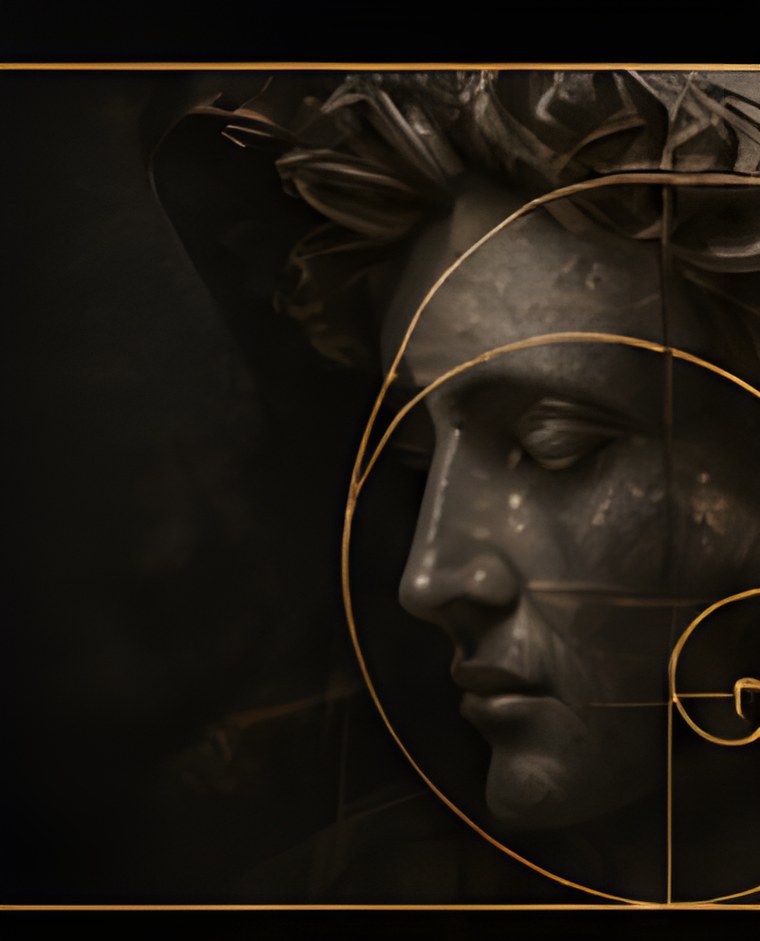 Classical proportion study in gold on black